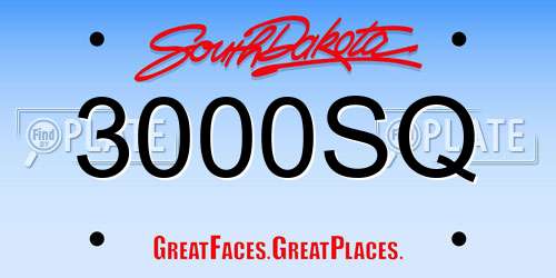 3000SQ South Dakota License Plate