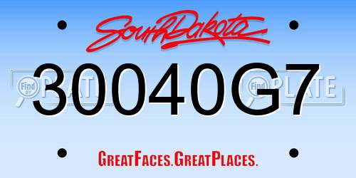 30040G7 South Dakota License Plate