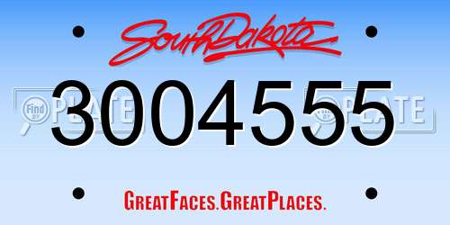 3004555 South Dakota License Plate