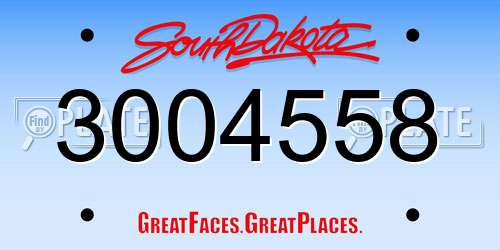 3004558 South Dakota License Plate