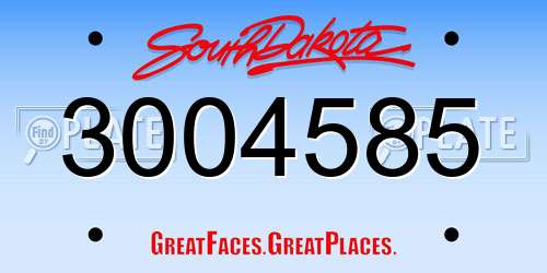 3004585 South Dakota License Plate