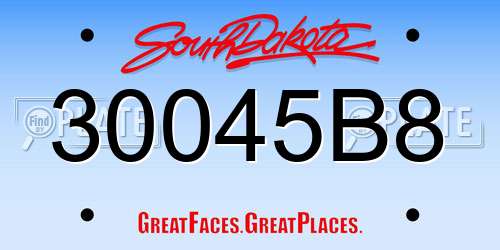 30045B8 South Dakota License Plate