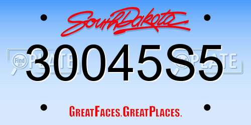 30045S5 South Dakota License Plate