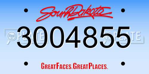 3004855 South Dakota License Plate