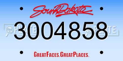 3004858 South Dakota License Plate
