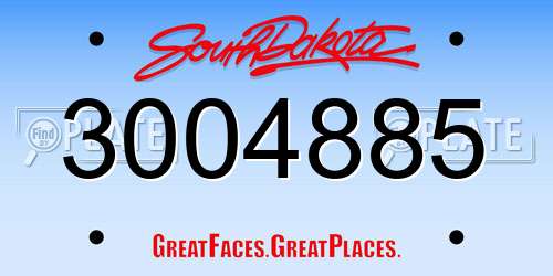 3004885 South Dakota License Plate
