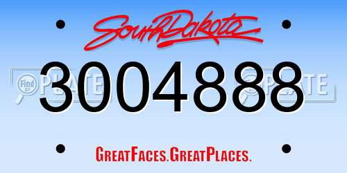 3004888 South Dakota License Plate