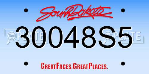 30048S5 South Dakota License Plate