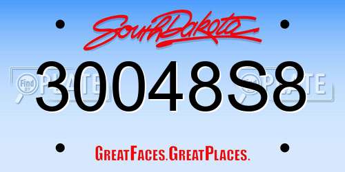 30048S8 South Dakota License Plate