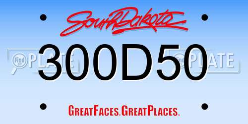 300D50 South Dakota License Plate