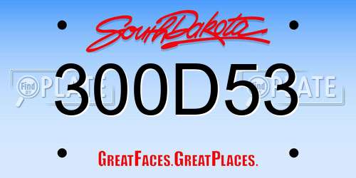300D53 South Dakota License Plate