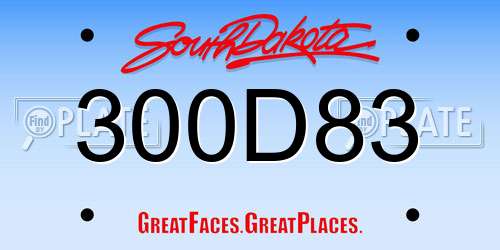 300D83 South Dakota License Plate