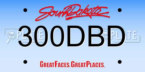 300DBD South Dakota License Plate
