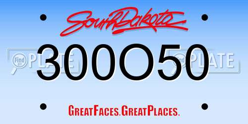 300O50 South Dakota License Plate