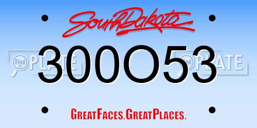 300O53 South Dakota License Plate