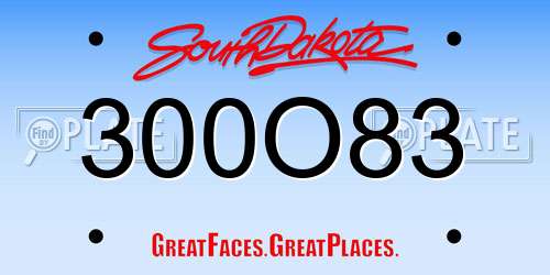 300O83 South Dakota License Plate