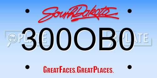 300OB0 South Dakota License Plate