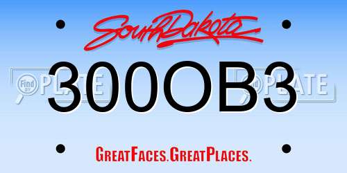 300OB3 South Dakota License Plate