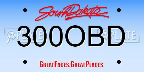 300OBD South Dakota License Plate