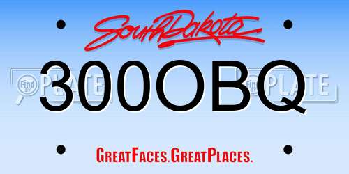 300OBQ South Dakota License Plate