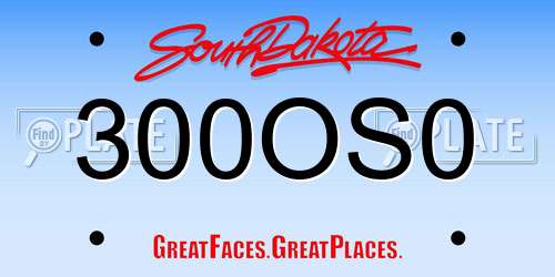 300OS0 South Dakota License Plate