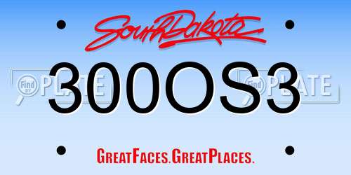 300OS3 South Dakota License Plate