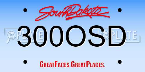 300OSD South Dakota License Plate