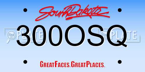 300OSQ South Dakota License Plate