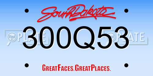 300Q53 South Dakota License Plate