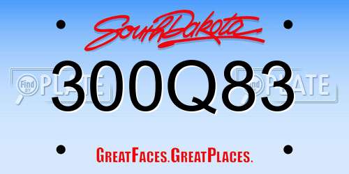 300Q83 South Dakota License Plate