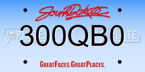 300QB0 South Dakota License Plate