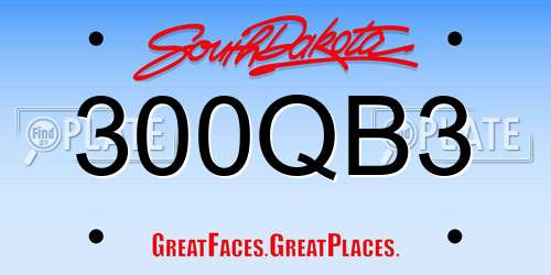 300QB3 South Dakota License Plate