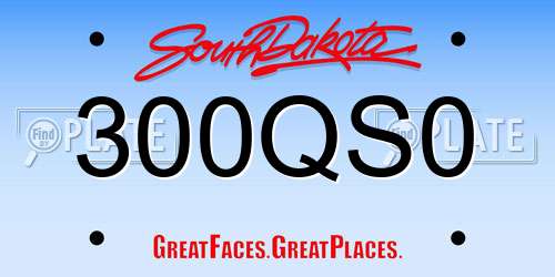 300QS0 South Dakota License Plate