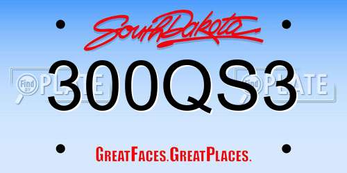 300QS3 South Dakota License Plate