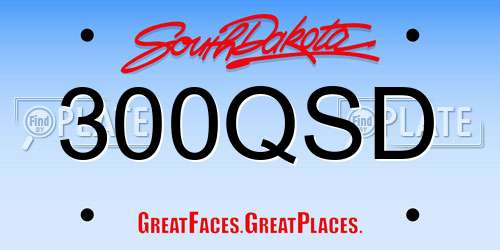 300QSD South Dakota License Plate