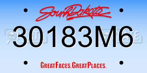30183M6 South Dakota License Plate
