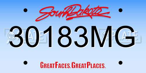 30183MG South Dakota License Plate
