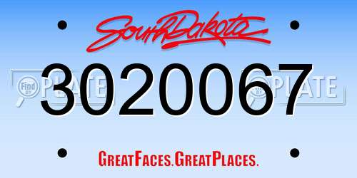 3020067 South Dakota License Plate