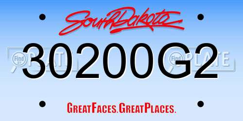 30200G2 South Dakota License Plate