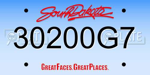 30200G7 South Dakota License Plate