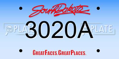 3020A South Dakota License Plate