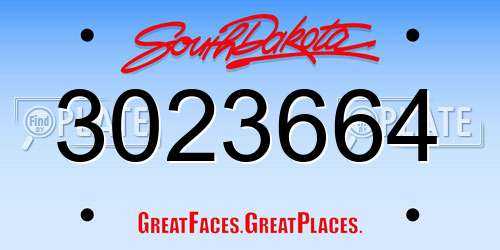 3023664 South Dakota License Plate