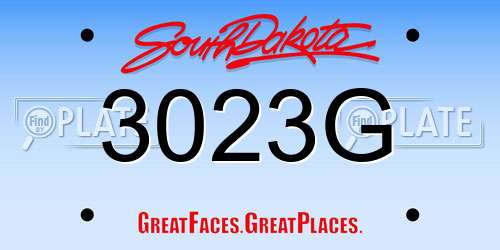 3023G South Dakota License Plate