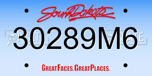 30289M6 South Dakota License Plate