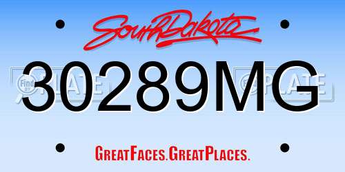30289MG South Dakota License Plate