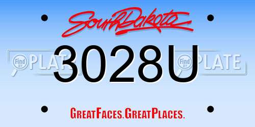 3028U South Dakota License Plate