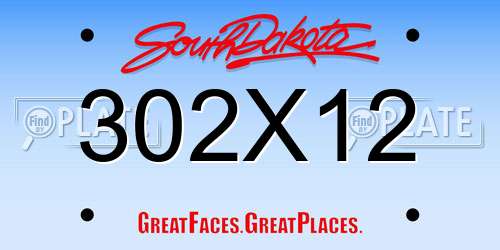 302X12 South Dakota License Plate