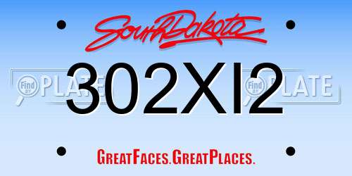 302XI2 South Dakota License Plate