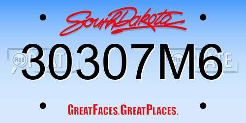 30307M6 South Dakota License Plate