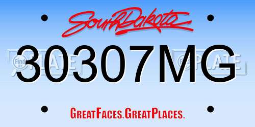 30307MG South Dakota License Plate